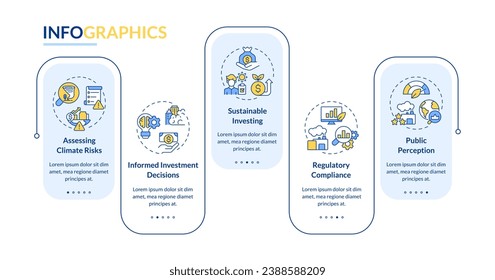 2D climate metrics vector infographics template with simple linear icons concept, data visualization with 5 steps, process timeline chart.