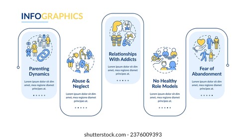 2D codependent relationship vector infographics template with linear icons, data visualization with 5 steps, process timeline chart.