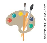 2D Color palette with multicolor paint brush design icon clipart vector illustration