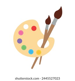 2D Color palette with multicolor paint brush design icon clipart vector illustration