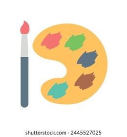 Paleta de colores 2D con diseño de pincel multicolor icono Clipart Ilustración vectorial