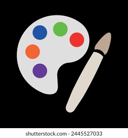 2D Color palette with multicolor paint brush design icon clipart vector illustration