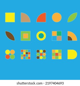 2D Colored Geometric Shapes Vector. Educational Elementary Shapes And Icons. Square, Circles, Box Etc.