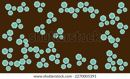 2D colorfull broun background with blue flowers