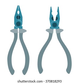 2D combination pliers icons isolated on white background