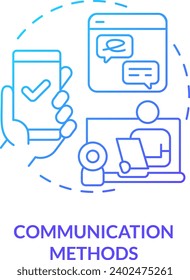 2D communications methods thin line gradient icon concept, isolated vector, blue illustration representing online therapy.