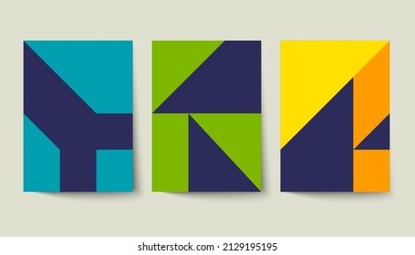 2d cover template for brochure, booklet. Set of backgrounds for the annual report, flyer. Abstract flat geometric pattern