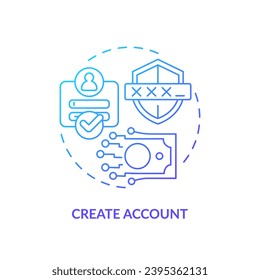 2D create account gradient thin line icon concept, isolated vector, illustration representing digital currency.