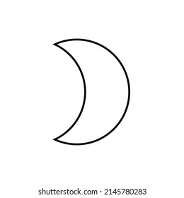 2D crescent shape in mathematics. Black crescent shape drawing for kids isolated on white background