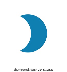 2D crescent shape in mathematics. Blue crescent shape drawing for kids isolated on white background