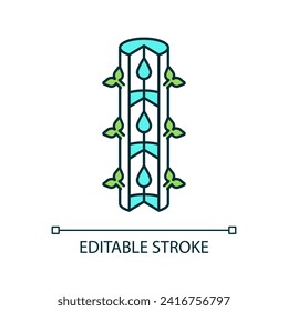 2D customizable tower systems icon representing vertical farming and hydroponics concept, isolated vector, thin line illustration.