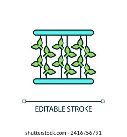 2D anpassbare Wandsysteme Symbol für vertikales Zucht- und Hydroponik-Konzept, einzelne Vektorgrafik, Dünnzeilengrafik.