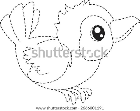 2d Cute bird tracing outline illustration for kids’ coloring books and bird education, perfect for creative and wildlife-themed projects.