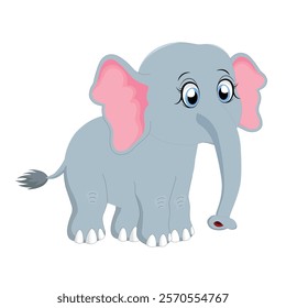 2d Cute cartoon elephant isolated on white background .Vector illustration.