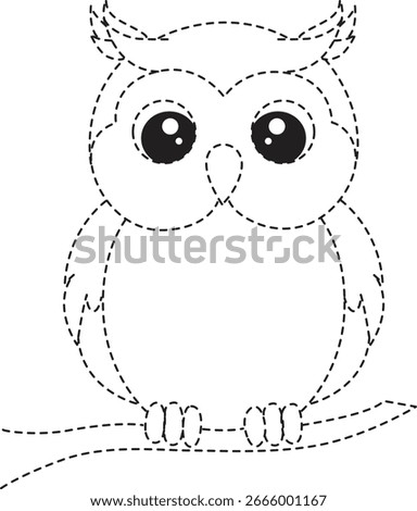 2d : Cute fat owl tracing outline illustration for children’s coloring pages, perfect for bird education and creative art-based learning materials.