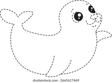 2d Linda ilustración de contorno de trazado de focas para libros para colorear y actividades de aprendizaje para niños, adecuada para recursos educativos de animales marinos.