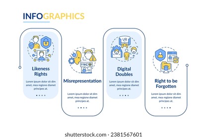 2D cyber law vector infographics template with linear icons concept, data visualization with 4 steps, process timeline chart.