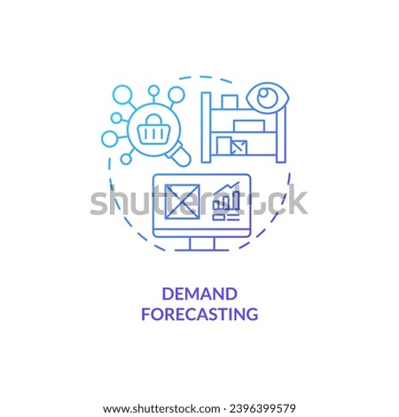 2D demand forecasting gradient thin line icon concept, isolated vector, blue illustration representing vendor management.