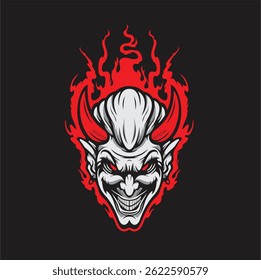 2D Devil Face Illustration Design