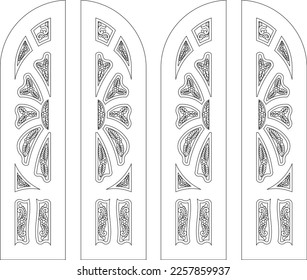 2D Door Line Art Illustration For CNC Router