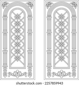 2D Door Line Art Illustration For CNC Router