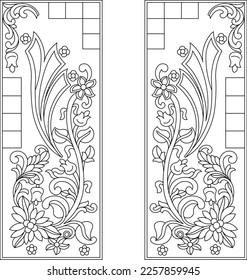 2D Door Line Art Illustration For CNC Router