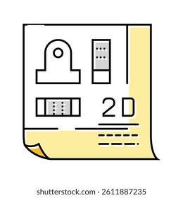 2d drafting architectural drafter color icon vector. 2d drafting architectural drafter sign. isolated symbol illustration