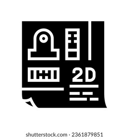2.º borrador del vector de icono de glifo de borrador arquitectónico. 2.º borrador del borrador arquitectónico. ilustración de símbolo aislado