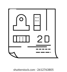 2d drafting architectural drafter line icon vector. 2d drafting architectural drafter sign. isolated contour symbol black illustration