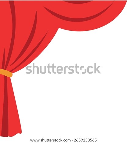 2d  Dramatic red curtain opening from the left, curved at the top, perfect for stage, theater, or performance-themed vector designs.