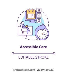 2D editable accessible care thin line icon concept, isolated vector, multicolor illustration representing online therapy.