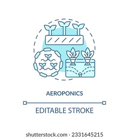 2D editable aeroponics icon representing vertical farming and hydroponics concept, isolated vector, thin line illustration.