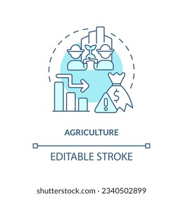 Concepto de icono de línea delgada azul para agricultura editable en 2D, vector aislado, ilustración que representa la sobreproducción.
