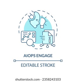 2D editable AI ops engage icon representing AI ops, isolated vector, blue thin line illustration.