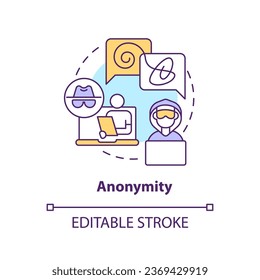 2D editable anonymity thin line icon concept, isolated vector, multicolor illustration representing online therapy.