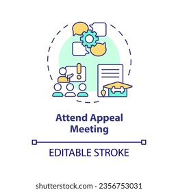 2D editable attend appeal meeting thin line icon concept, isolated vector, multicolor illustration representing athletic scholarship.