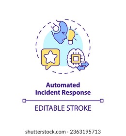 2D editable automated incident response icon representing AI ops, isolated vector, multicolor thin line illustration.