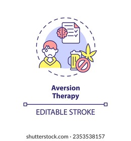 2D editable aversion therapy thin line icon concept, isolated vector, multicolor illustration representing behavioral therapy.