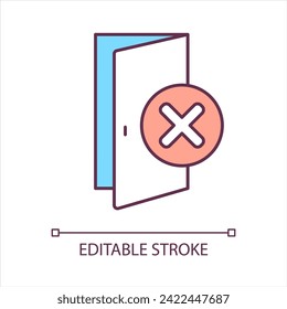 2D editierbar können nicht zu Hause Symbol repräsentieren Online-Therapie, einzelne Vektorgrafik, mehrfarbige dünne Linie Illustration.