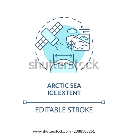 2D editable blue arctic sea ice extent icon, monochromatic isolated vector, climate metrics thin line illustration.