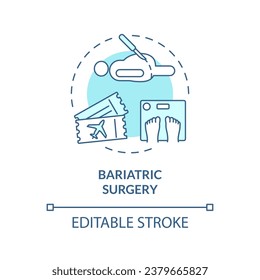 2D editable blue bariatric surgery icon, simple isolated monochromatic vector, medical tourism thin line illustration.