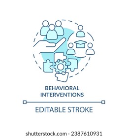 2D editable blue behavioral interventions icon, simple monochromatic vector, learning theories thin line illustration.