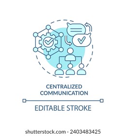 Icono de comunicación 2D editable azul centralizado, vector aislado monocromático, ilustración de línea delgada que representa las tendencias del lugar de trabajo.