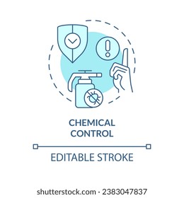 2D editable blue chemical control icon, monochromatic isolated vector, integrated pest management thin line illustration.