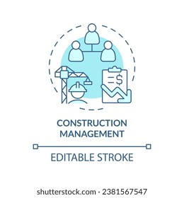 2D editable blue construction management icon, monochromatic isolated vector, construction cost thin line illustration.