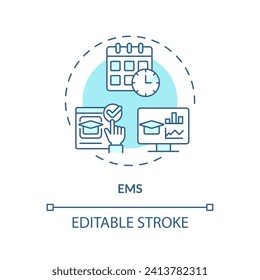 2D editable blue EMS icon, monochromatic isolated vector, thin line illustration representing extracurricular activities.