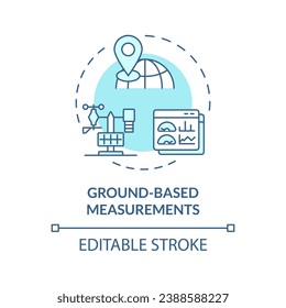 Icono de mediciones 2D editable en tierra azul, vector aislado monocromático, ilustración de línea delgada de métricas climáticas.