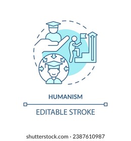Icono de humanismo azul editable 2D, vector monocromático simple, teorías de aprendizaje ilustración de línea delgada.