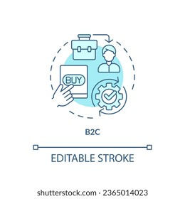 2D editable blue icon B2C concept, simple monochromatic isolated vector, C2C thin line illustration.