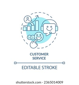 Concepto de servicio al cliente de icono azul editable 2D, vector aislado monocromático simple, ilustración de línea delgada C2C.